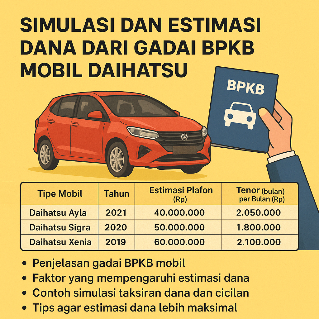 Pinjaman Dana Jaminan BPKB Daihatsu | Estimasi Dana dan Prosesnya