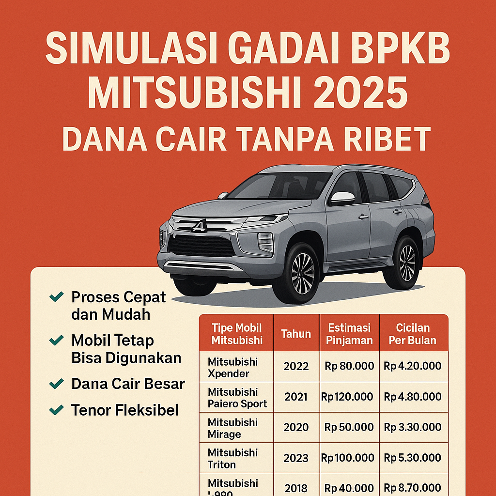 Cara Pinjaman Dana Jaminan BPKB Mitsubishi dengan Aman dan Cepat 2025