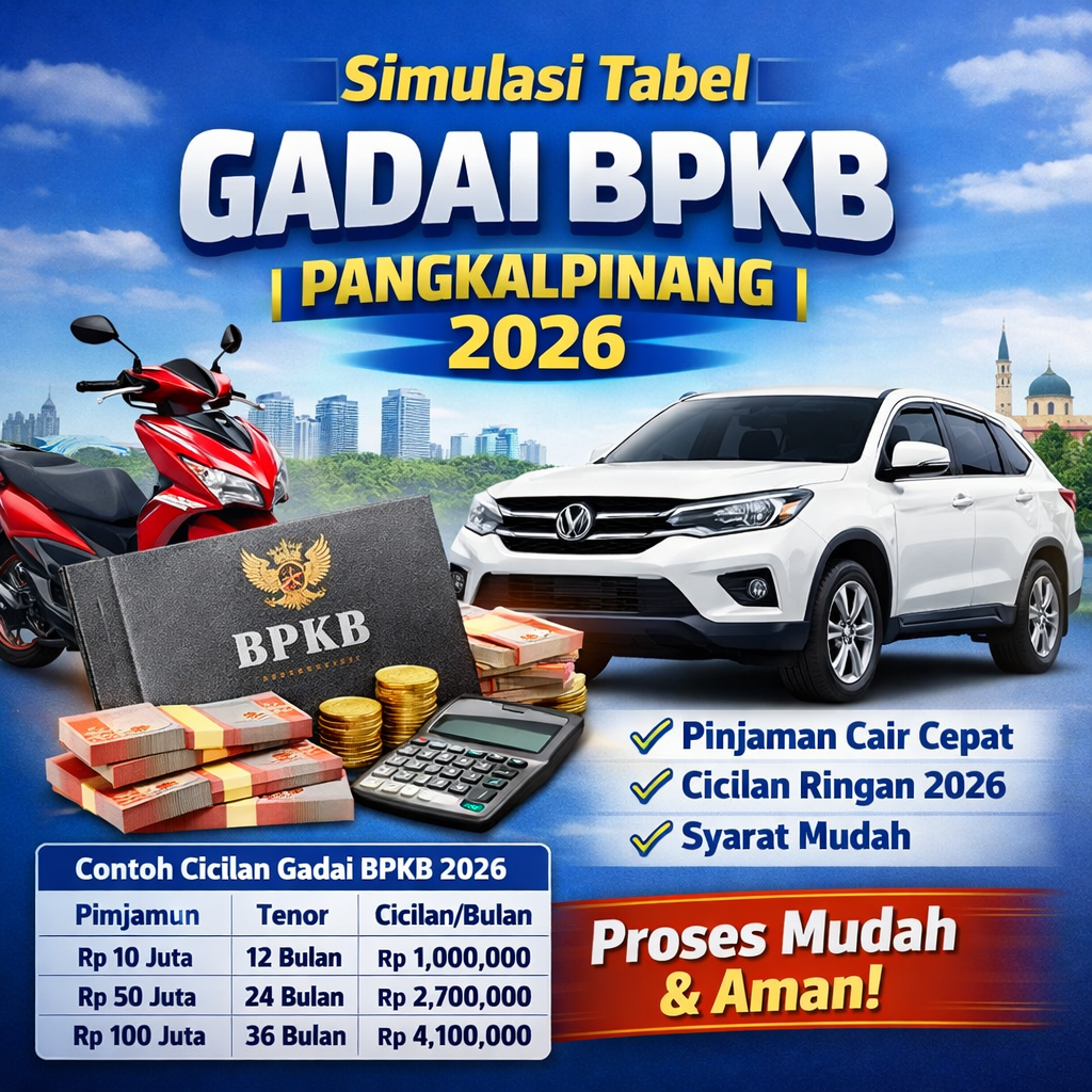Tabel Pinjaman Dana Jaminan BPKB Pangkalpinang Tanpa Survey Rumit