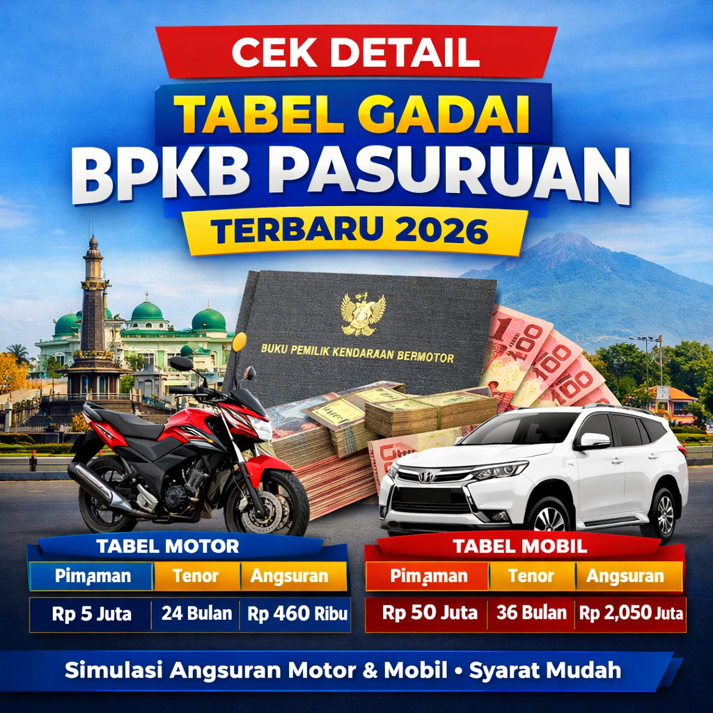 Tabel Kredit Jaminan BPKB Pasuruan 2026 Lengkap dengan Estimasi Pencairan